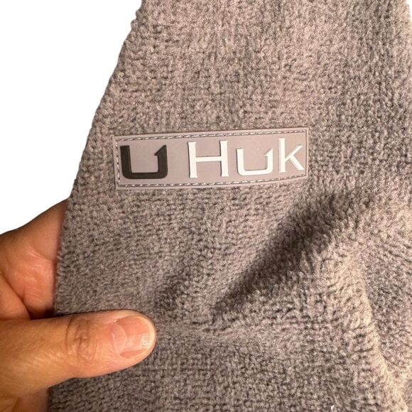 Huk Grey Men's 1/4 Zip Fleece Pullover Chest Pocket Side Pockets Size Small - Picture 4 of 7